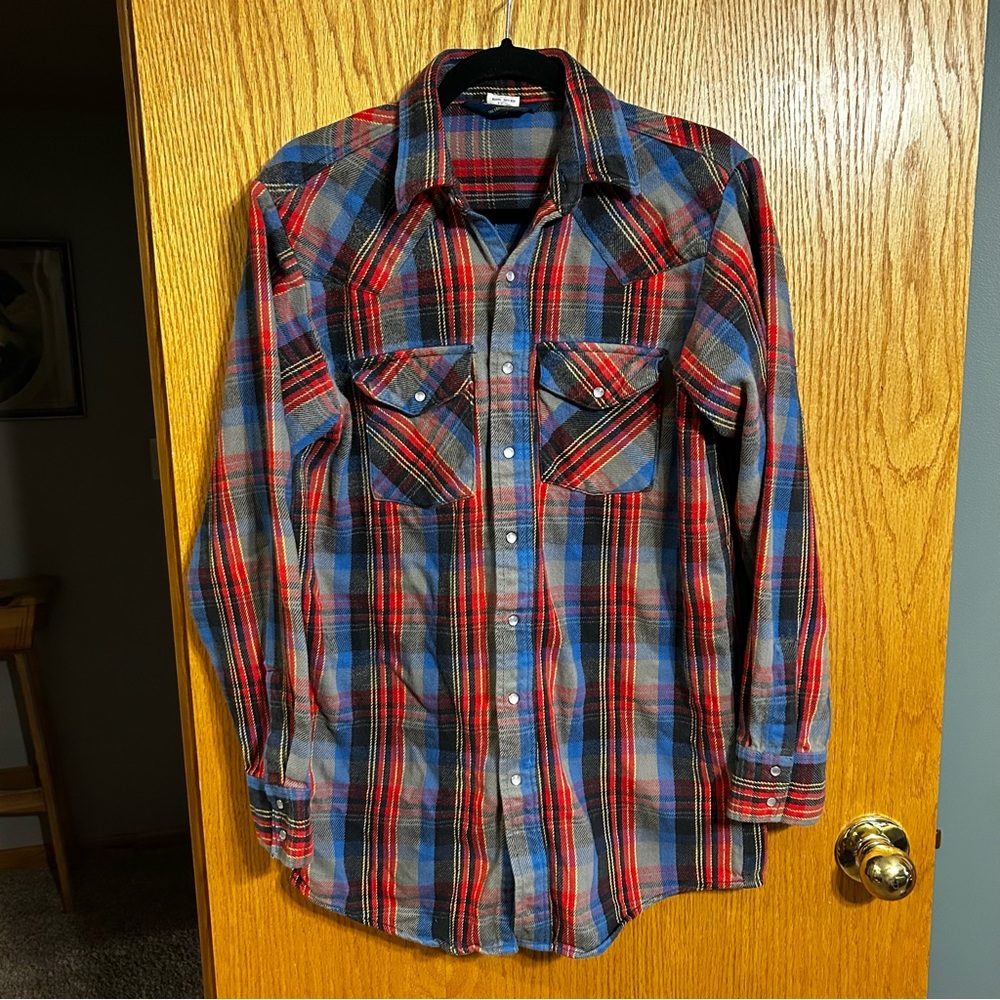 Vintage Oshkosh Shirt Mens Medium‎ Blue Heavy Cotton Chore wear Cowboy Western
